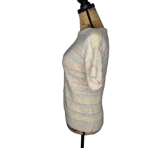 Vintage 70s Pastel Knit Short Sleeve Top Small - Picture 2 of 14